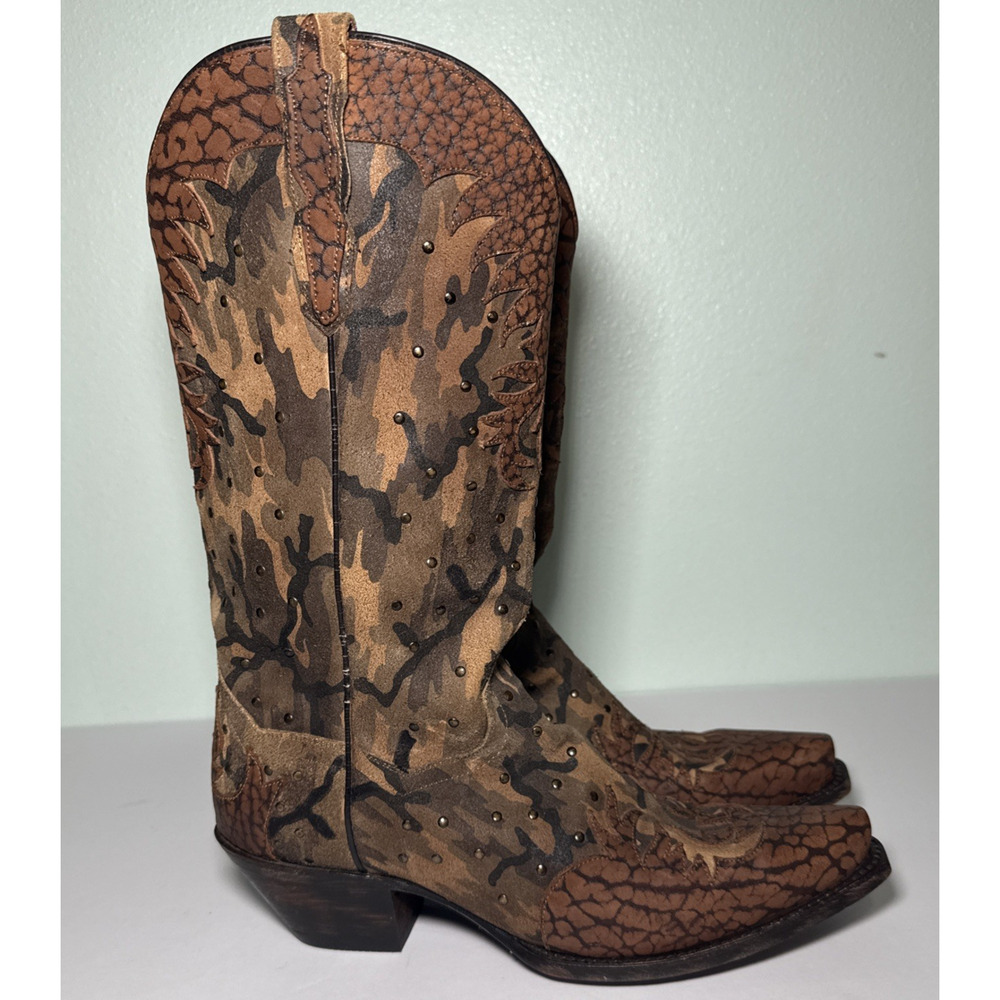 Dan Post Women's Western Boots Style DP3597 "N" Visible Retro Camo Size 9 M Snip